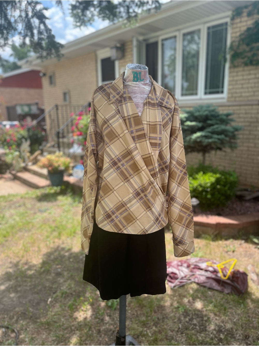 Ralph Lauren Plaid Shirt Jacket in Tan and Brown